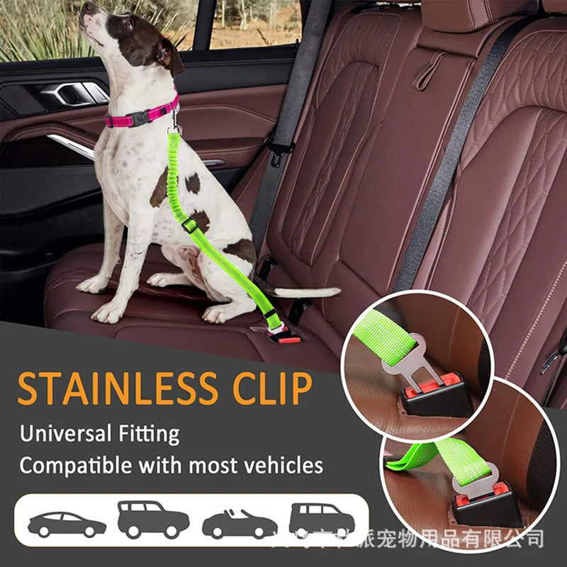 Dog Seat Belt Adjustable Retractable Dog Car Seatbelt Reflective Elastic Nylon Vehicle Pet Safety Seat Belt for Dogs Car Harness