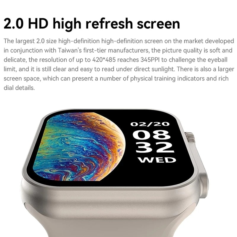 New 2023 Smart Watch Ultra Series 8 NFC Smartwatch Men Women Bluetooth Calls Wireless Charging Fitness Bracelet 2 Inch HD Screen