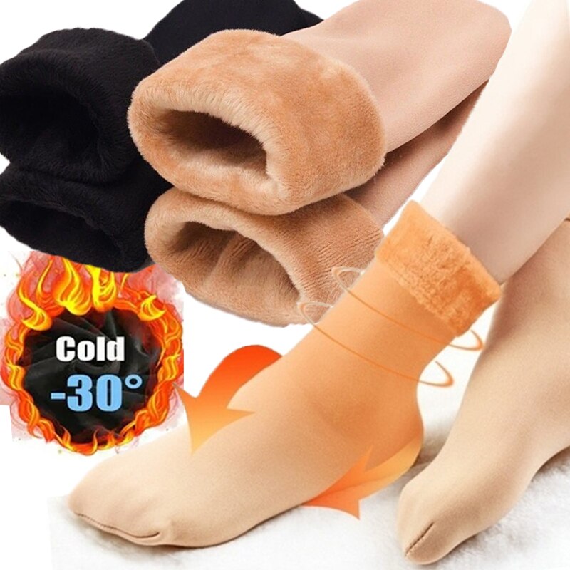 5Pairs Women Winter Thicken Warm Short Socks Thermal Cashmere Wool Socks Nylon Snow Velvet Boots Home Floor Calcetines Mujer