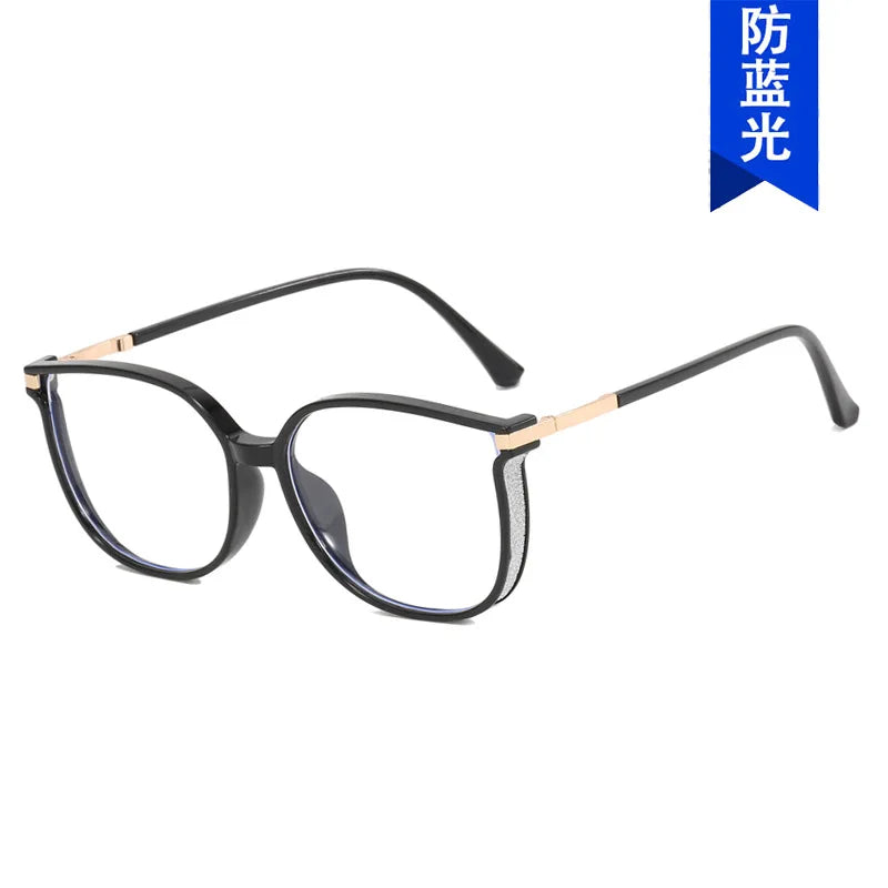 Women Fashion Shiny Square Eyeglass Frame 2023 Trend Large Frame Anti Blue Light Glasses Computer Goggle Whosale