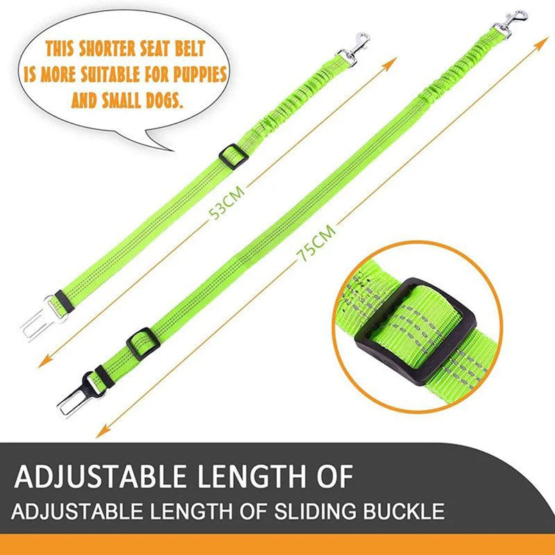 Dog Seat Belt Adjustable Retractable Dog Car Seatbelt Reflective Elastic Nylon Vehicle Pet Safety Seat Belt for Dogs Car Harness