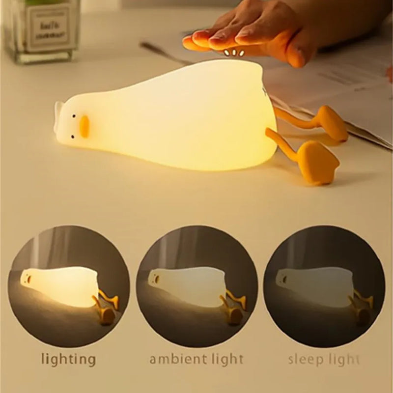 LED Children Night Light Rechargeable Silicone Squishy Duck Lamp Child Holiday Gift Sleeping Creative Bedroom Desktop Decor Lamp