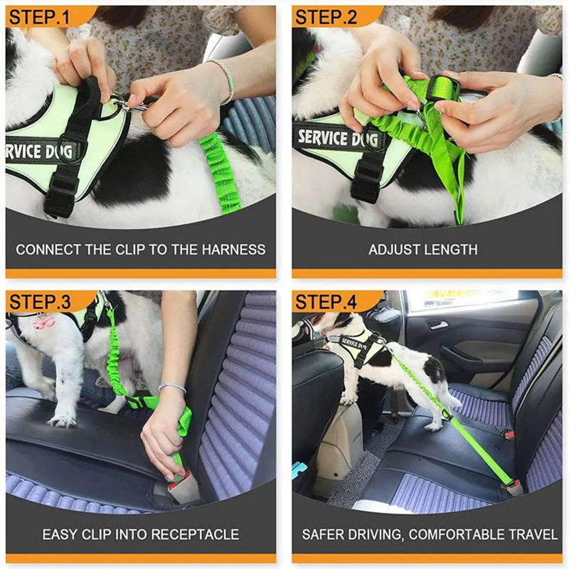 Dog Seat Belt Adjustable Retractable Dog Car Seatbelt Reflective Elastic Nylon Vehicle Pet Safety Seat Belt for Dogs Car Harness