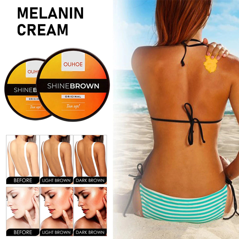 2Pcs Brown Natural Tanning Cream Tanning Accelerator Outdoor Self Tanning Gel Natural Intense and Powerful Tanning Skin 50g