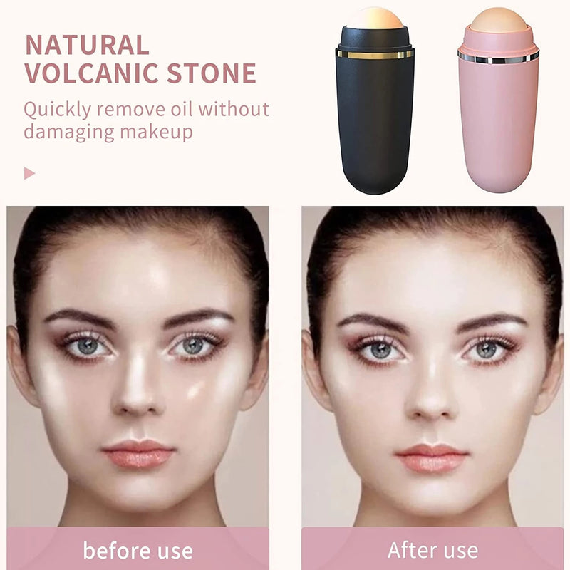 Face Oil Absorbent Volcanic Roller Stone Face T-zone Oil Removing Absorbing Mini Portable Face Skin Care Tool Oil Remover Roller