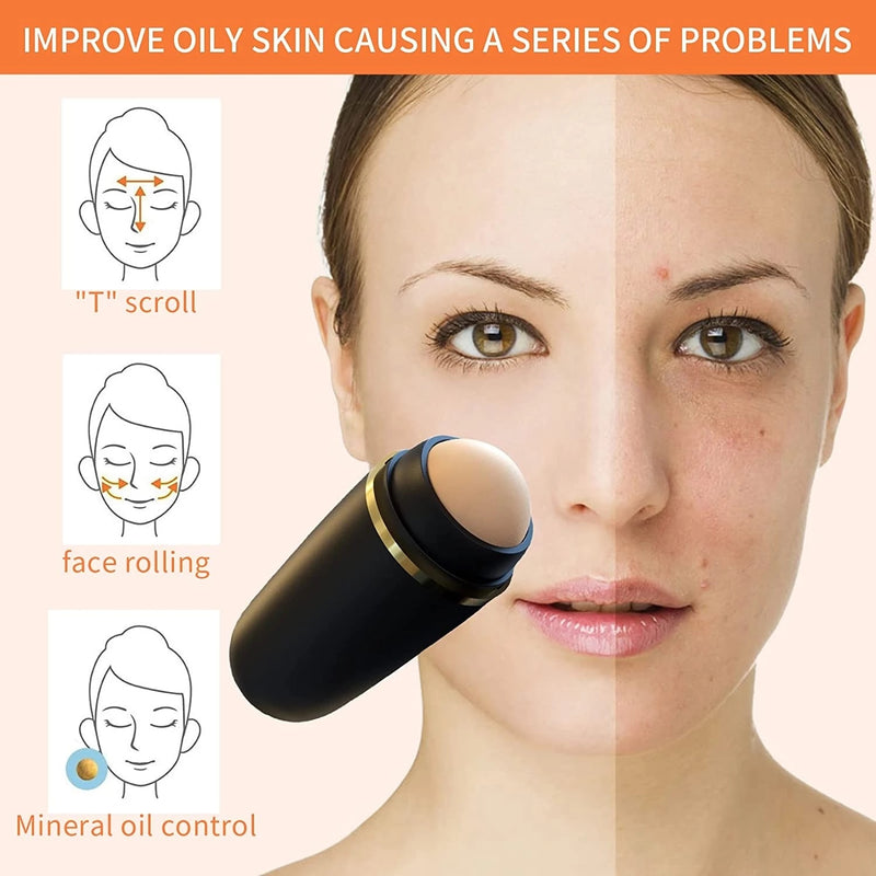 Face Oil Absorbent Volcanic Roller Stone Face T-zone Oil Removing Absorbing Mini Portable Face Skin Care Tool Oil Remover Roller