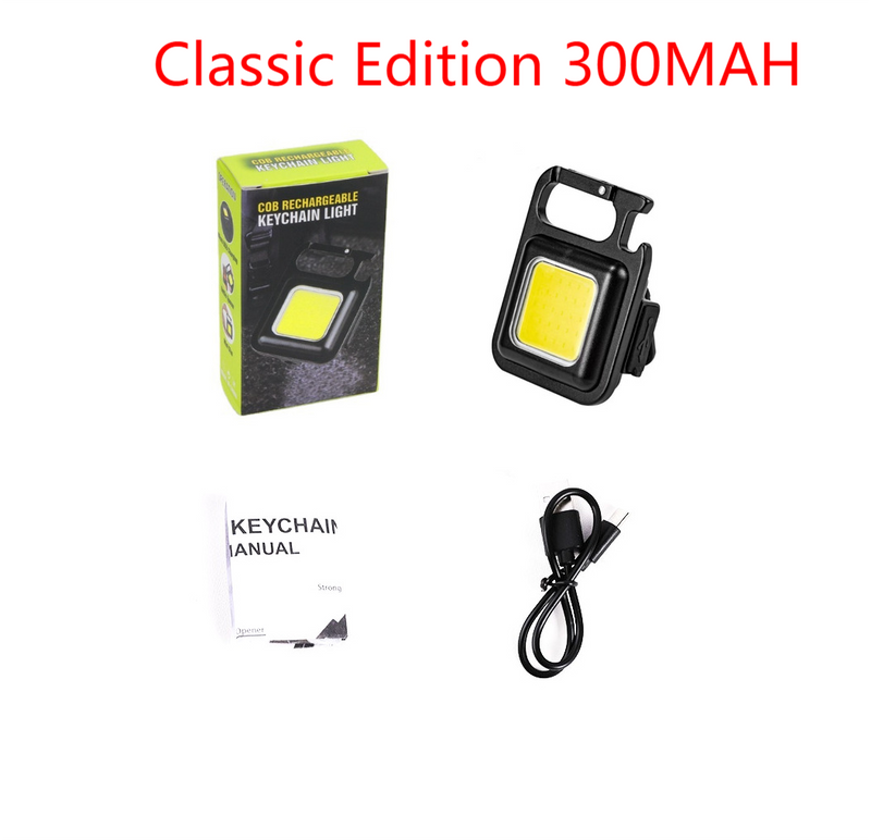 USB Rechargeable Keychain Light Mini Bright Flashlight COB Inspection Light Bottle Opener Outdoor Emergency Work Light