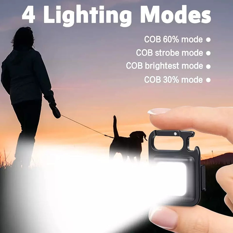 USB Rechargeable Keychain Light Mini Bright Flashlight COB Inspection Light Bottle Opener Outdoor Emergency Work Light