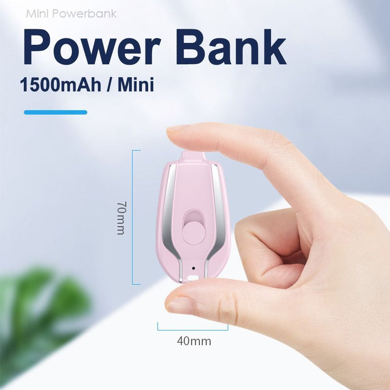 1500mAh Portable Mini Power Bank Keychain Charging Powerbank Mobile Phone Spare External Battery For Iphone Android Smartphone