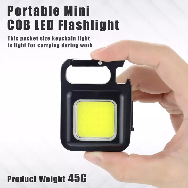 USB Rechargeable Keychain Light Mini Bright Flashlight COB Inspection Light Bottle Opener Outdoor Emergency Work Light